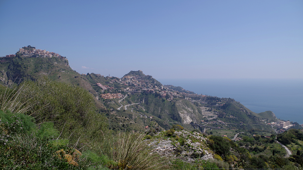 taormina and castelmola from muntains