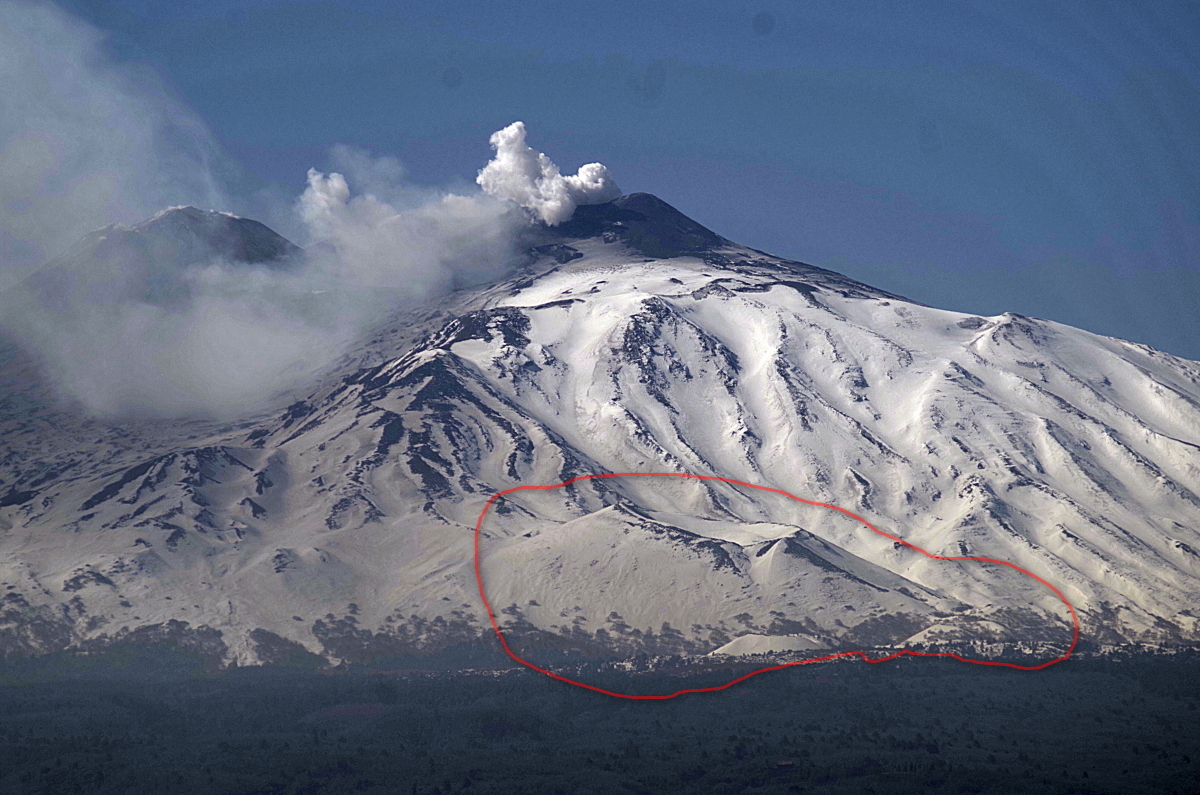 mount fiumeno etna seen from Taormina