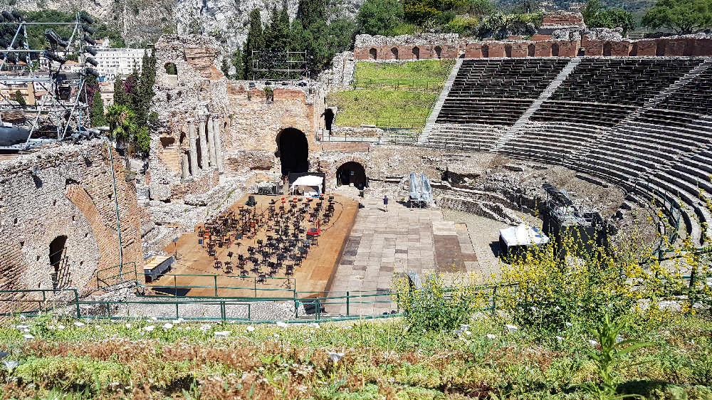 sicily taormina Greek theater cavea